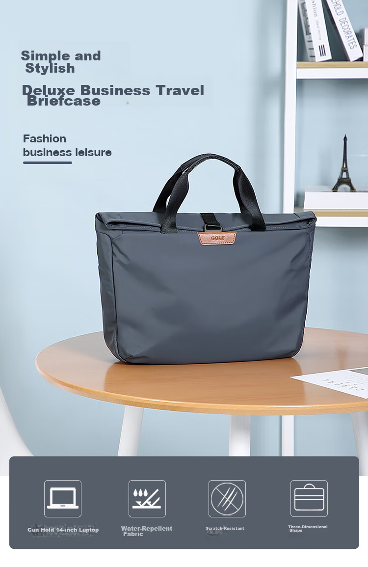 GOLF Business Briefcase, Men's Casual Large-Capacity Handbag, Can Fit 14-Inch Laptop, Fashionable Multifunctional Shoulder Crossbody Bag, 6J679424J Gray 1