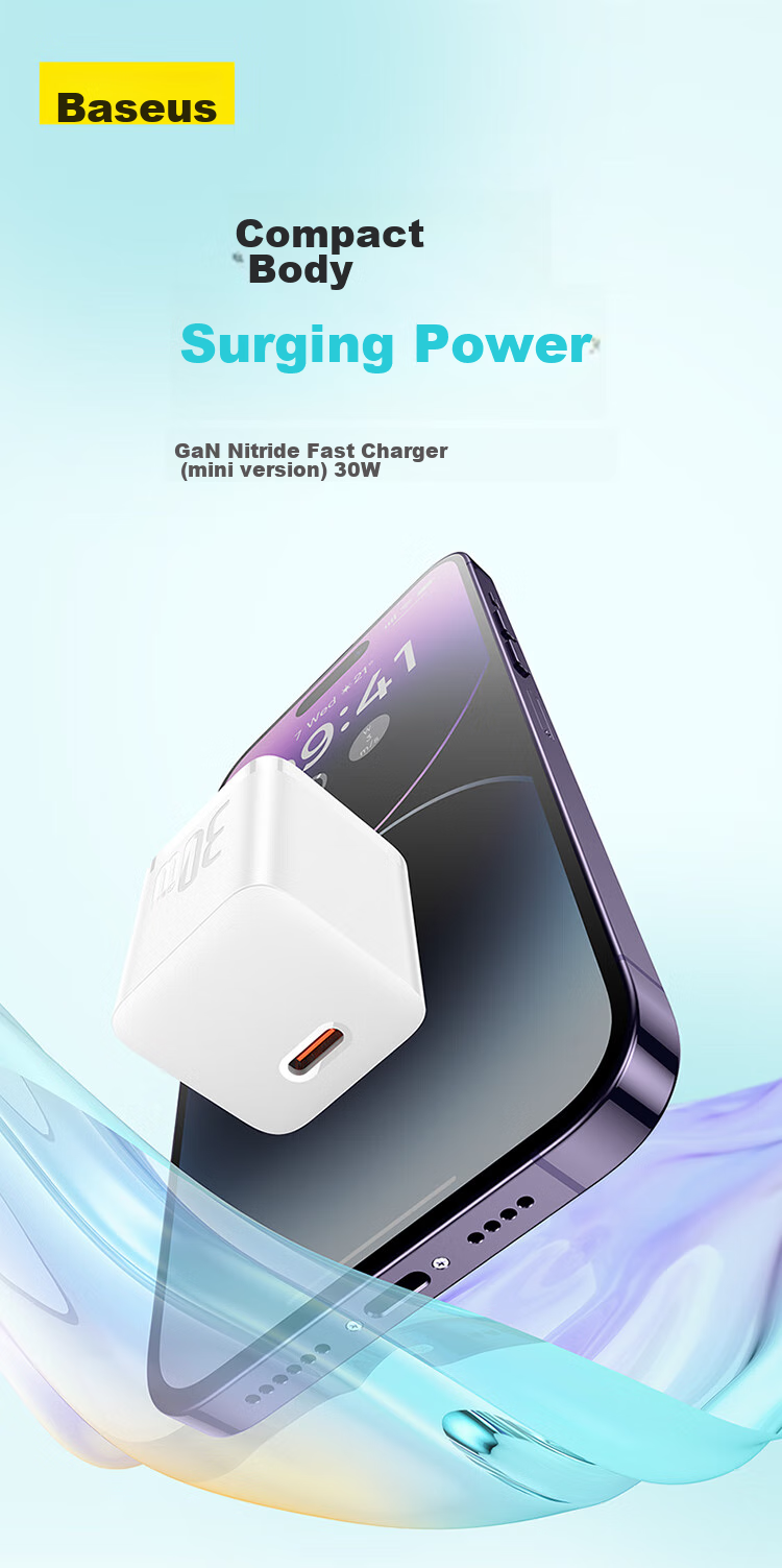 Baseus Kuoku Apple Charger GaN PD30W Fast Charging Head Compatible with IPhone17/16/15ProMax14/13/12/11 IPad And Phones Type-C Plug Purple 3