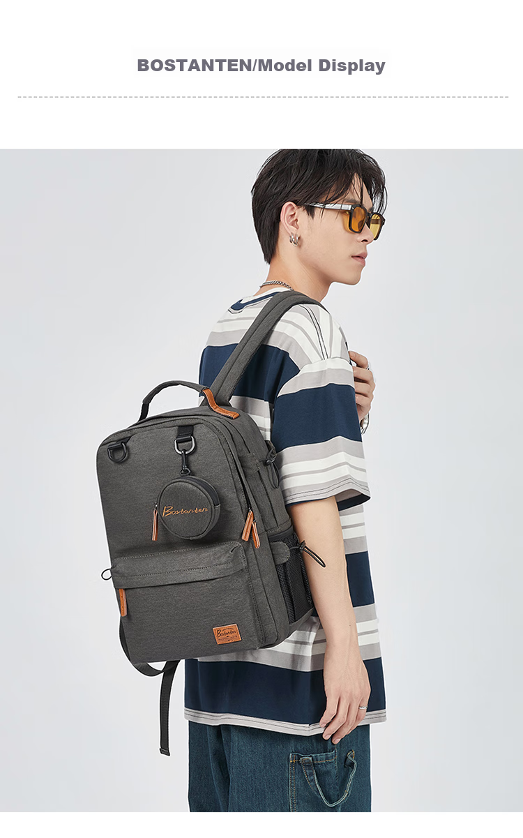 BOSTANTEN Men's Backpack, High School And College Student Bookbag, Trendy Backpack, Large Capacity Laptop Bag for Men And Wome 6