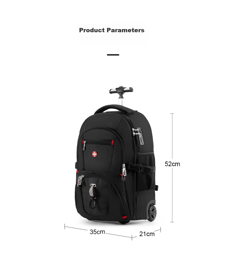 CROSSGEAR Backpack with Wheels, 17.3-Inch Large Capacity Business Travel Luggage, Carry-On Suitcase, Student Backpack 18