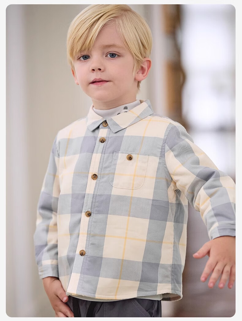 David Bella Boys' Autumn Shirt Plaid Jacket Children's Shirt Kids' Clothing 5