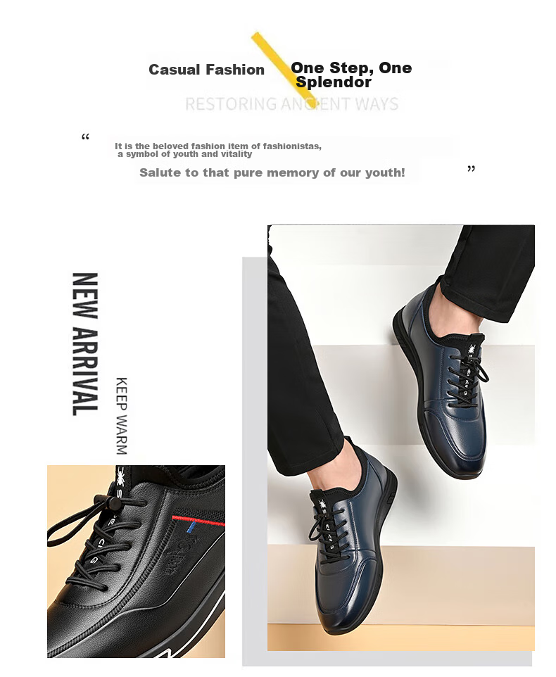 SPIDER KING 2026 Summer Casual Leather Shoes, Men's Sneakers, Men's Business Soft Leather Shoes, Blue, Size 41 2