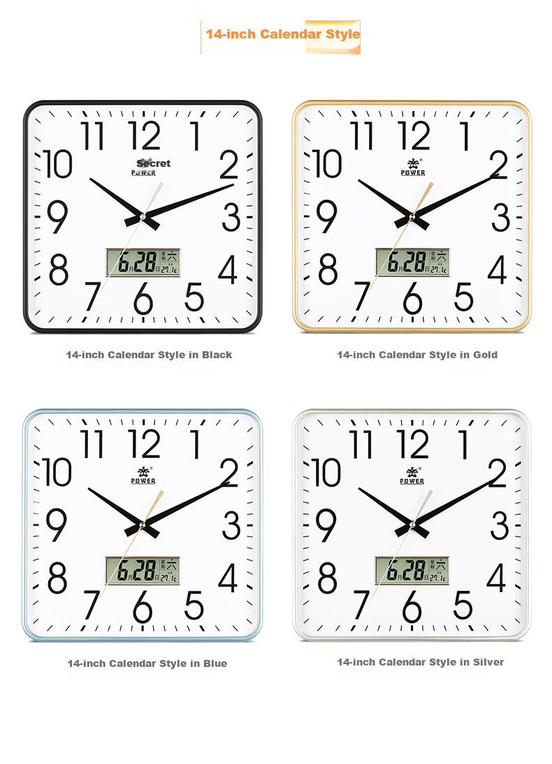 POWER Bawang Perpetual Calendar Wall Clock Living Room Clock Modern Simple Square Quartz Clock 33cm BW24021F1 9