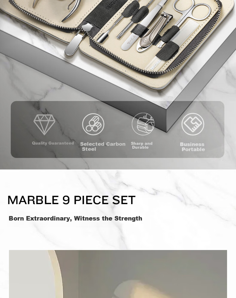 Chuangmugongfang Nail Clipper Set, Anti-Splash Nail Scissors Set, Ear Pick, Tweezers, Nail Clippers, Nose Hair Scissors, 9-Piece Set 2