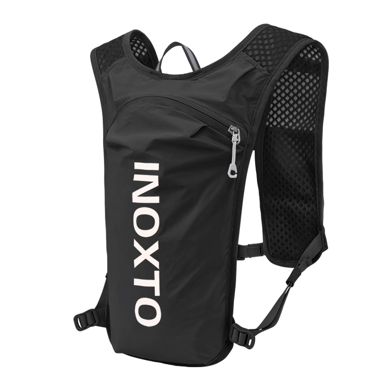 INOXTO Eagle-Style Off-Road Running Backpack, Lightweight Breathable Quick-Dry 5L Running Bag, Outdoor Hydration Backpack, 591 Black with White