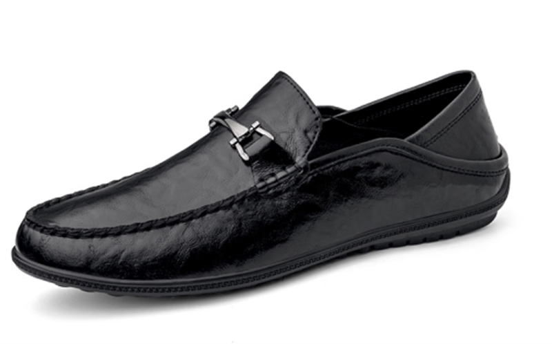 CALIFBULL Spring And Summer Top-Grain Leather Men's Shoes, British Style Business Casual Leather Shoes, Slip-On Loafers, Men's Brown Style, Size 39 4