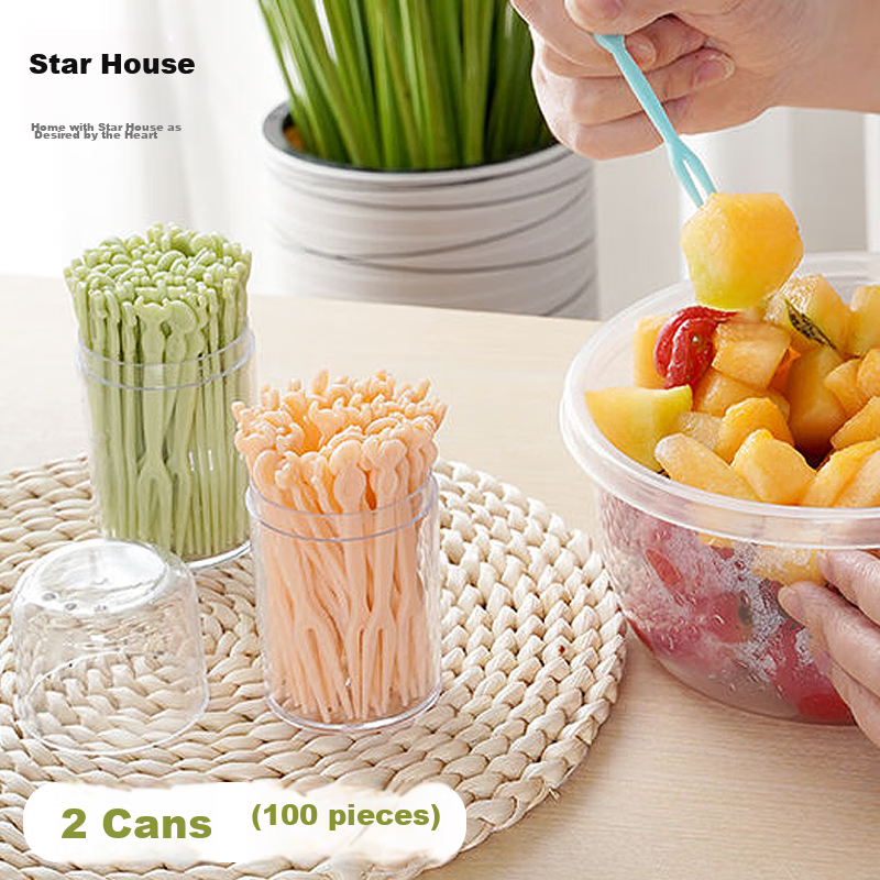 Xingfang Disposable Forks, 100-Piece Set, 50-Piece Set * 2 Boxes, Fruit Picks, Fruit Forks, Children's Cake Forks