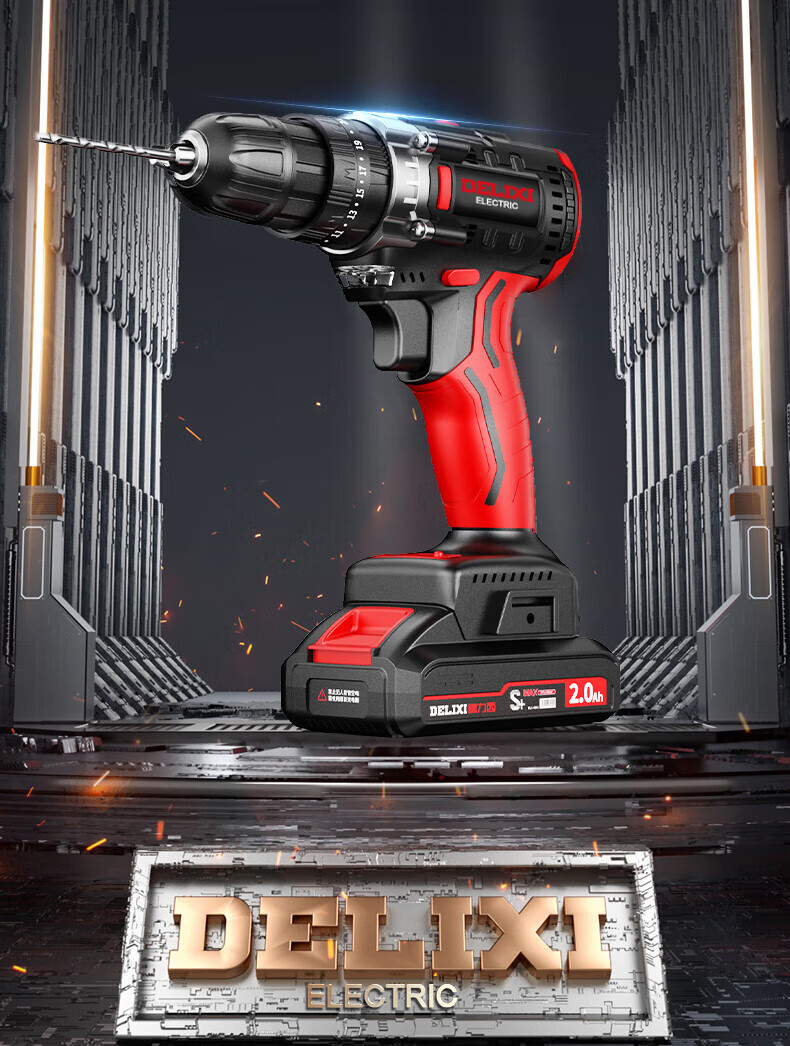 DELIXI ELECTRIC Cordless Electric Drill Lithium Battery Screwdriver Household Rechargeable Electric Screwdriver Power Tool Kit 2
