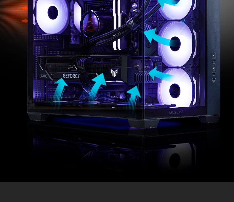 ASUS Haixing Black All-View Panoramic Case, Type-C Version, Dual-Chamber Design, Supports 360 Water Cooling, Tool-Free Disassembly, Supports up to 10 Fans 5