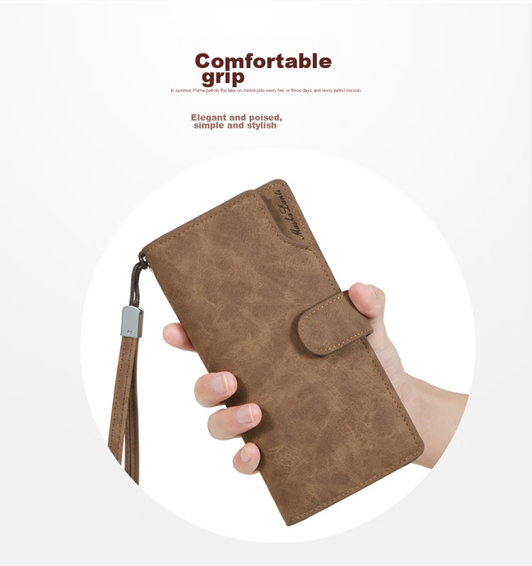 MashaLanti Men's Wallet, Long Style, Large Capacity, Leather Billfold, Handheld Multi-Card Slots, Coin Purse, All-In Design, Father's Day Gift 13