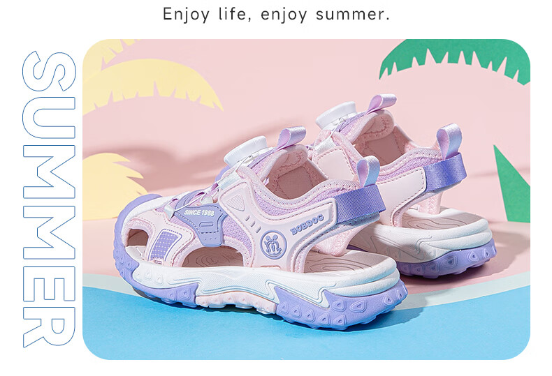 BOBDOG Girls Summer Sports Sandals Toddler Closed-Toe Beach Shoes 105542042 Pink Purple/Light Pink Size 27 6