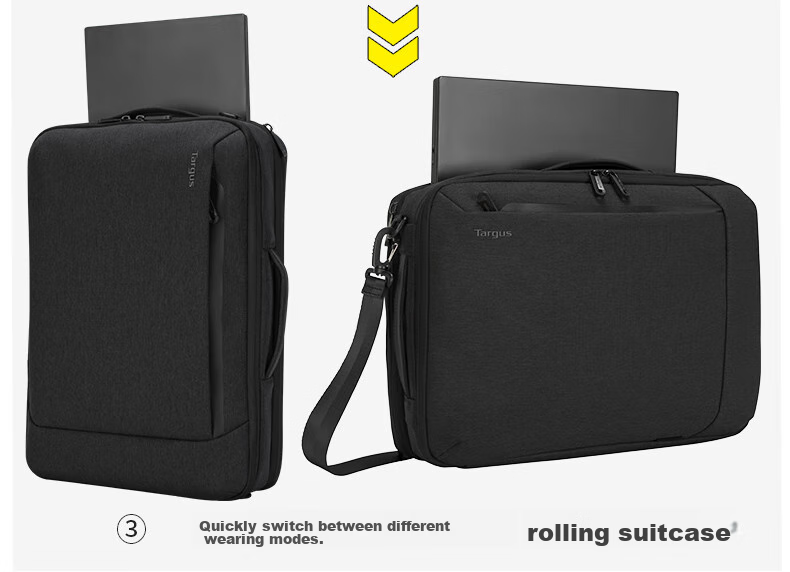 TARGUS Laptop Backpack, 15.6-Inch Business Backpack, Single Shoulder Crossbody Briefcase, Multi-Purpose Bag, Black, 587 10