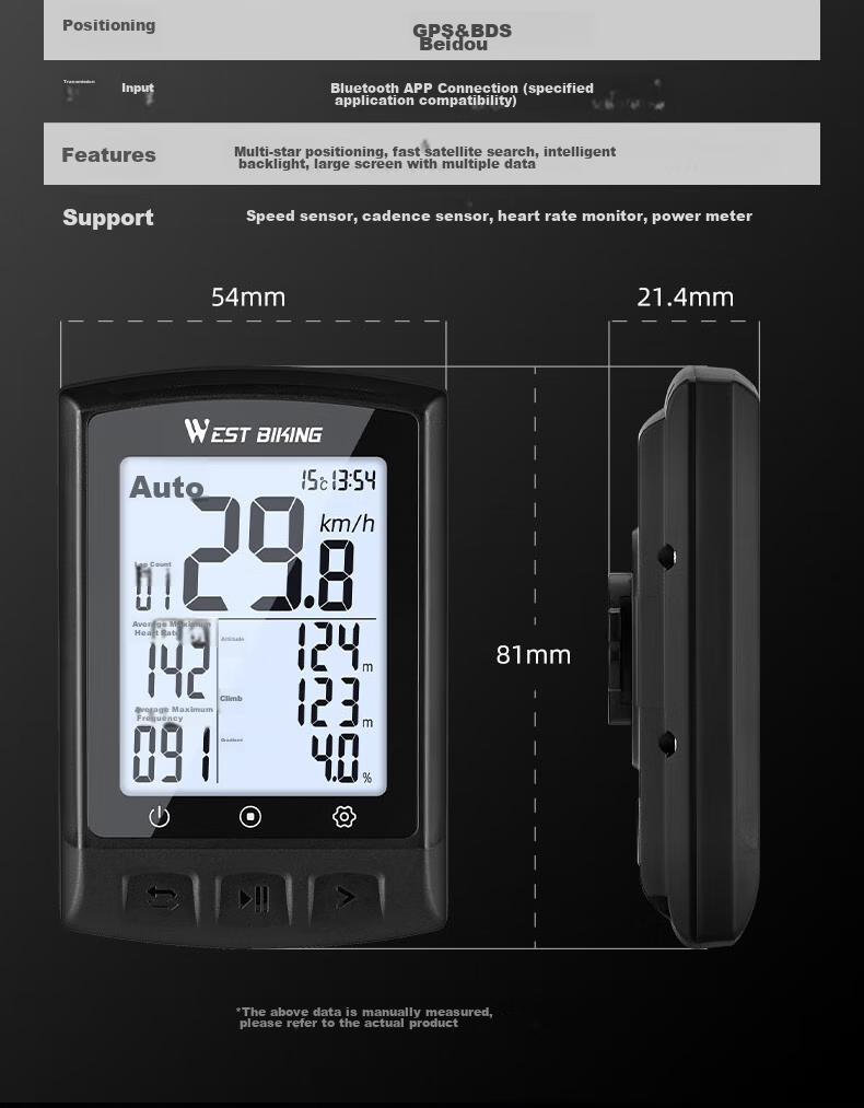 WestBiking Bicycle GPS Speedometer, Wireless Speed Measurement And Positioning, Odometer, Speed Recorder 4