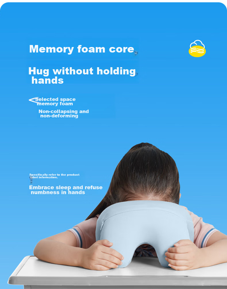 CORY Nap Pillow, Elementary School Student Hugging Pillow, Children's Prone Sleeping Pillow, Portable Nap Pillow for Office Breaks And Rest, Bamboo Charcoal Blue 6
