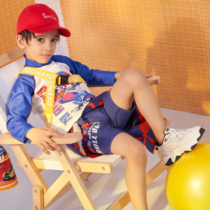 AIMER KIDS Boys' Swimsuit, Transformers Co-Branded Beach Vacation Long-Sleeve Swimwear Set AK2679302, Transformers 110