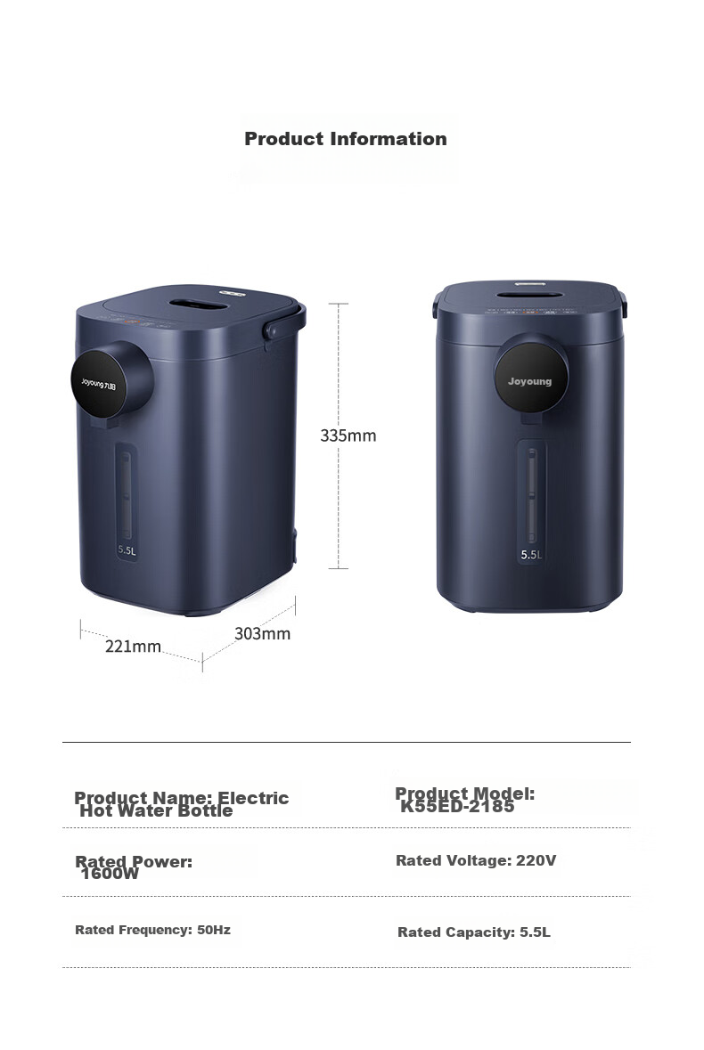 Joyoung Electric Kettle, 5.5L Large Capacity, Eight Temperature Settings, 304 Stainless Steel Inner Pot, No Glue, Constant Temperature Water Kettle K50ED-WP2185 18