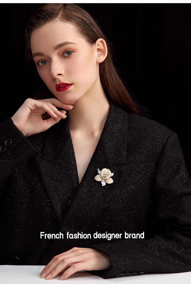 Eternelle French Original Design Camellia Brooch, High-End Luxurious Elegant Corsage, Women's Gift 3