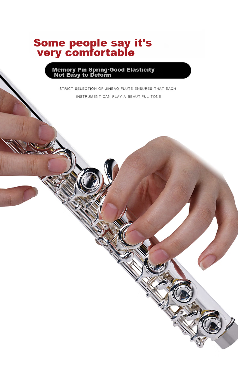 Jinbao Flute Instrument JBFL-6248S Closed Hole 16-Hole C Key for Adults, Students, School Bands, Universal Western Flute 9
