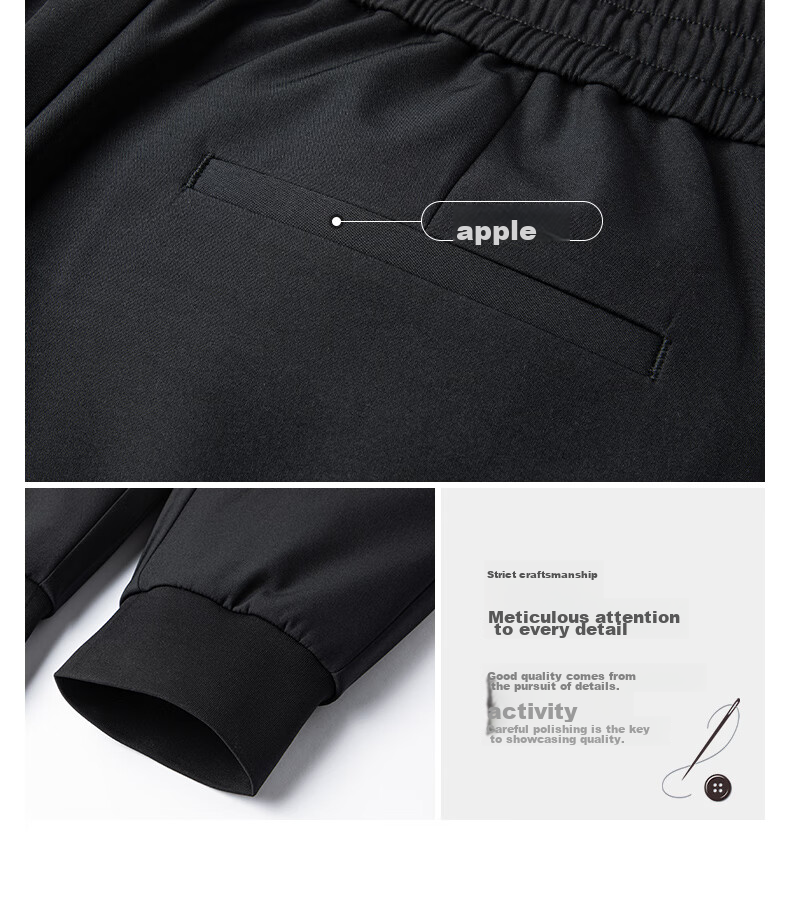 Yalu Men's Winter Thickened Casual Long Pants, Fleece-Lined Trousers, Warm Goose Down Pants with Elastic Cuffs 22