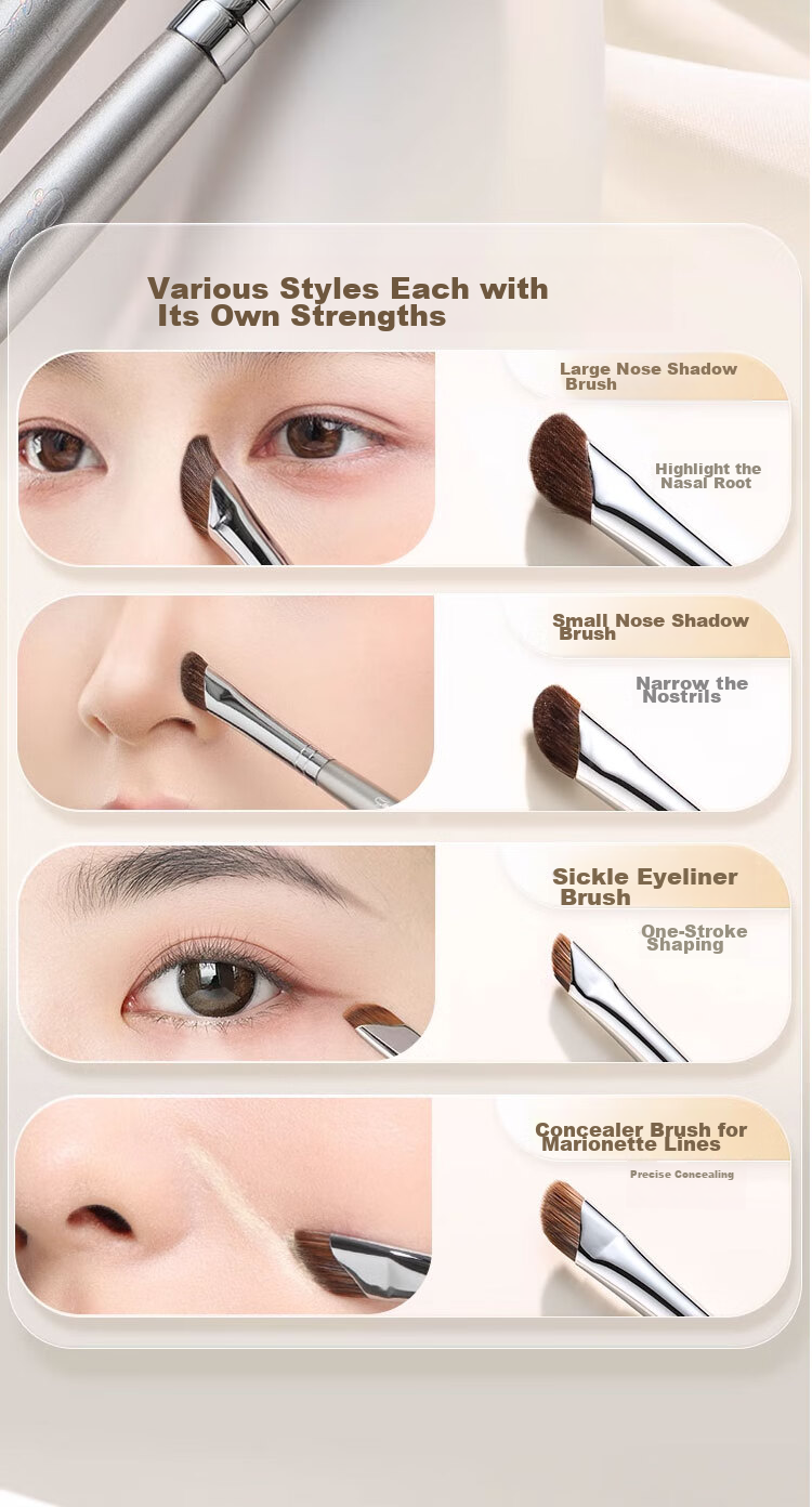 Goood Sickle-Shaped Angled Nose Shadow Brush, 2-Pack Professional Contouring Brush, Side Light Highlighter Angled Makeup Brush 11