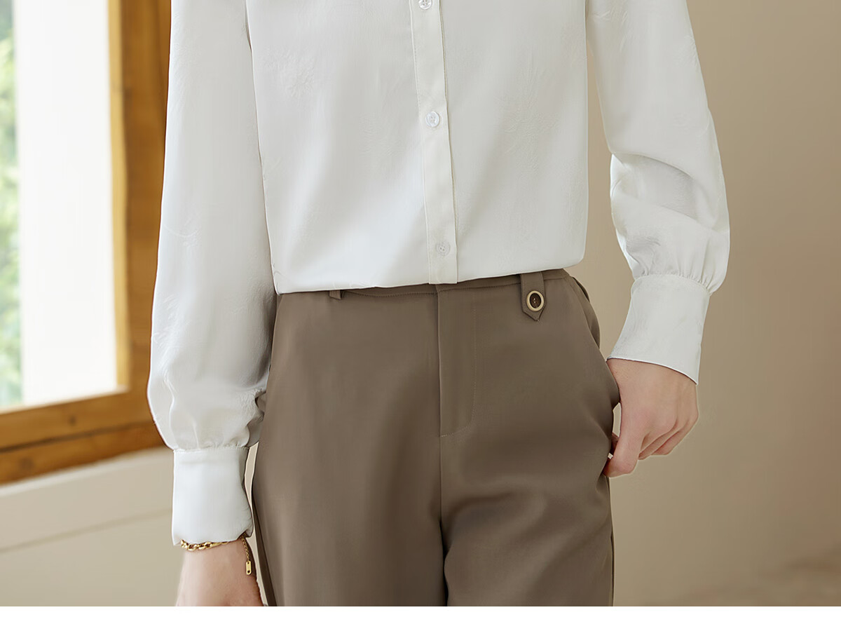 Chushen Spring And Autumn Long-Sleeve Shirt for Women, Textured Pattern Design, New Chinese-Style Elegant Office Blouse Top S143C2045 14