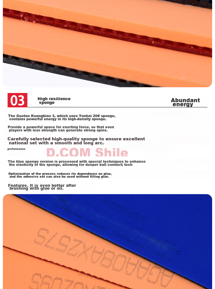 DHS Lanhai Mao Guo Kuangbiao 3 Guo Kuang 3 Professional Table Tennis Rubber Inverted Rubber, Black, 41 Degrees, 2.2mm 8