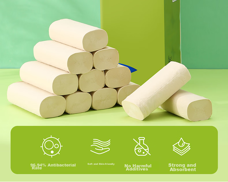 Zofee Coreless Toilet Paper, 3-Ply, 70g*12 Rolls, Bamboo Pulp, Natural Color, Antibacterial Toilet Paper 2
