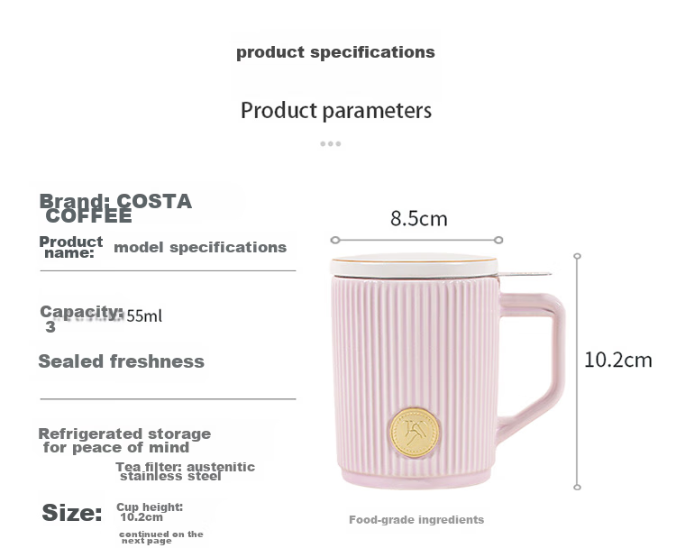 COSTA Desktop Handheld Ceramic Coffee Mug for Men and Women High-Value Office Cup Gift for Girlfriend Holiday Present 10