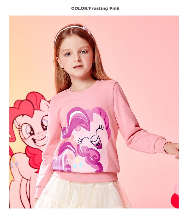 Baleno Children's Clothing Spring And Autumn 2022 My Little Pony Girls' Round Neck Sweatshirt Long Sleeve Top for Older Children 58B Light Blue 110cm 9