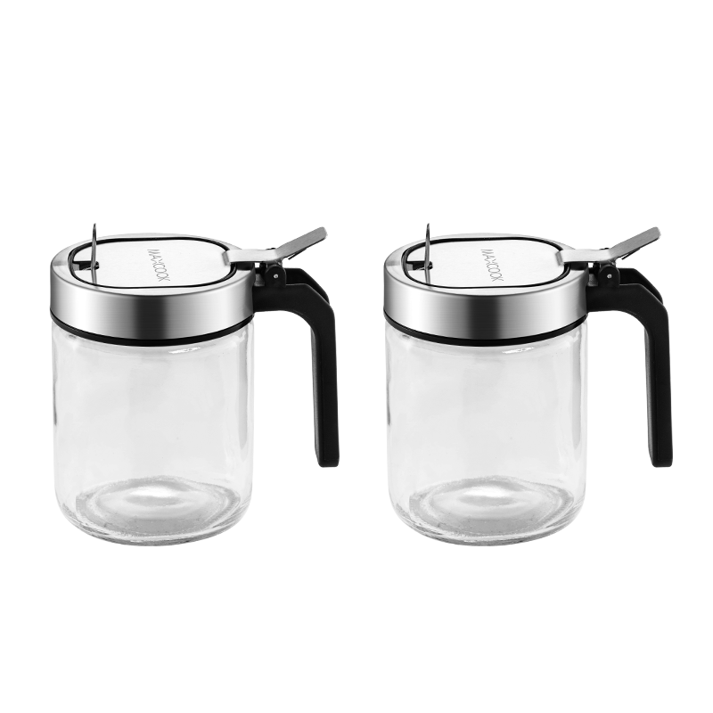 MAXCOOK Spice Container, Glass Seasoning Bottle, Salt Shaker, Condiment Jar, 350ml, 2 Pieces MCPJ5516
