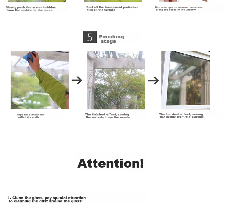 Fuju Adhesive Heat Insulation Sunscreen Privacy Window Film Blackout 60x200cm 11