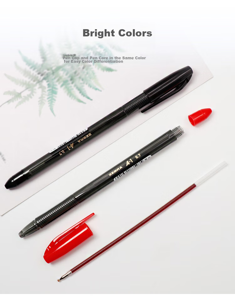 ZEBRA Genuine Ballpoint Pen Series, 0.7mm Bullet Tip, Student And Office Use Medium Oil-Based Ink Pen, ID-A100 Black Set, 40 Pcs/tube 7