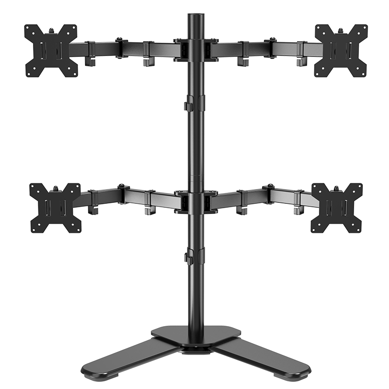 LUCKPRO Four-Monitor Stand, Computer Screen Mount, Financial Trading 4-Screen Splicing Display Riser Stand, Base-Type Desktop Stand for 15-30 Inches