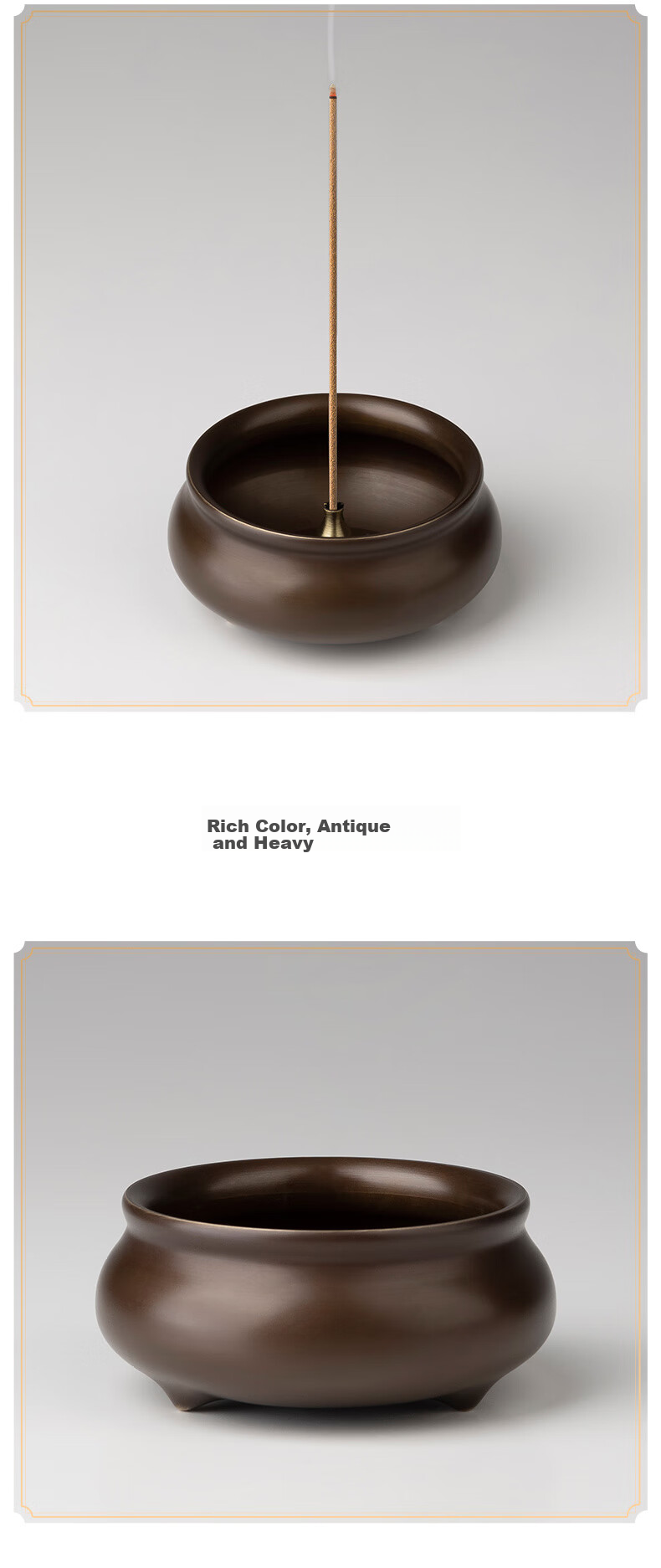 Tongshifu "Three-Legged Flat Round Stove", Living Room, Desktop Copper Incense Burner Ornament, Home Decor Craft 2