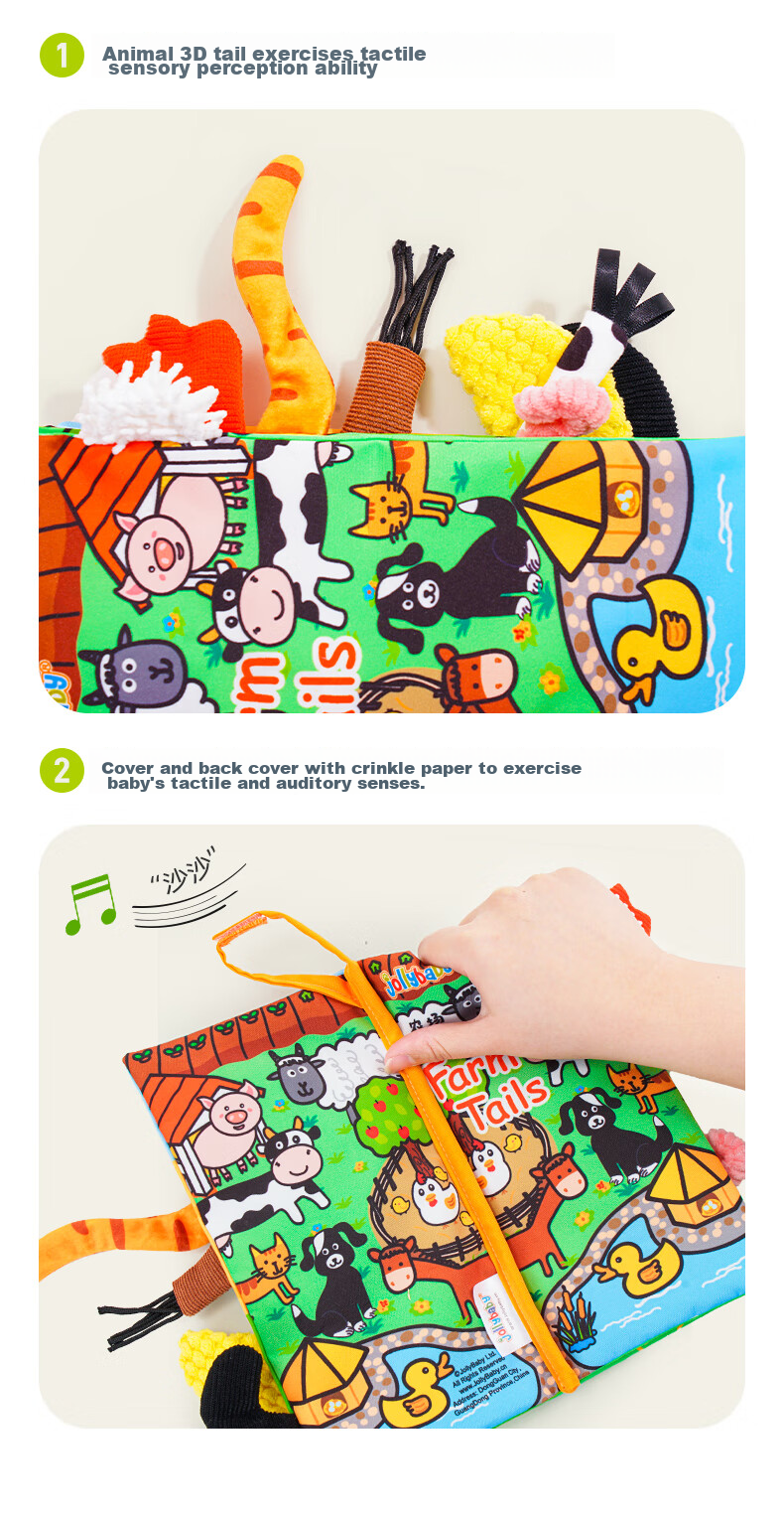 Jollybaby Baby Cloth Book Early Education 0-18 Months Infant Toy Chewable Tear-Resistant 3D Cloth Book Reading Cognitive Training Gift Box 4