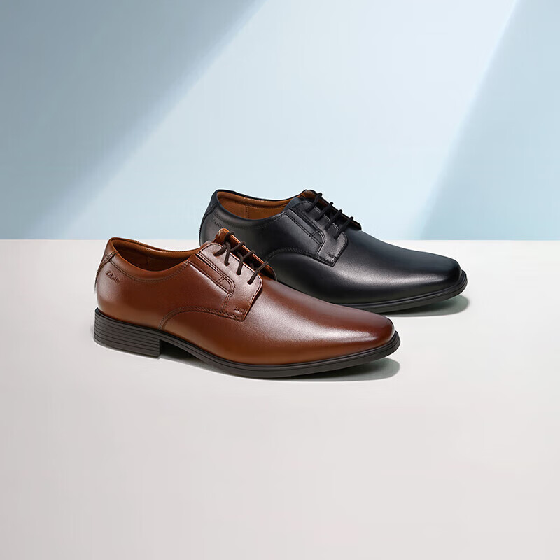 Clarks Tilden Plain Men's Formal Leather Shoes, Comfortable Lace-Up Cowhide Derby Shoes, Business Casual Shoes for Me