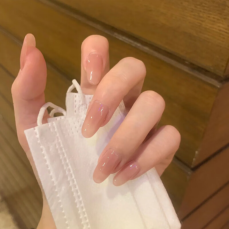 Yushangjiaren Handmade Wearable Nail Extensions, Detachable, Pure Nude Color, Ganlu Temple, Simple Style, S Size, 10 Pieces 4