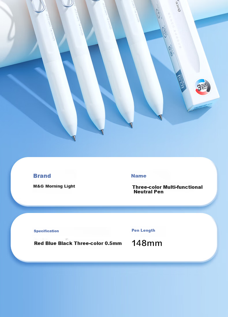 M&G Stationery Premium Three-Color Multi-Purpose 0.5mm Retractable Gel Pen, Quick-Drying Bullet Tip in Red, Blue, And Black, for Students' Office Journal/Note/Taking/Marking, Single Pen AGPK6502 9