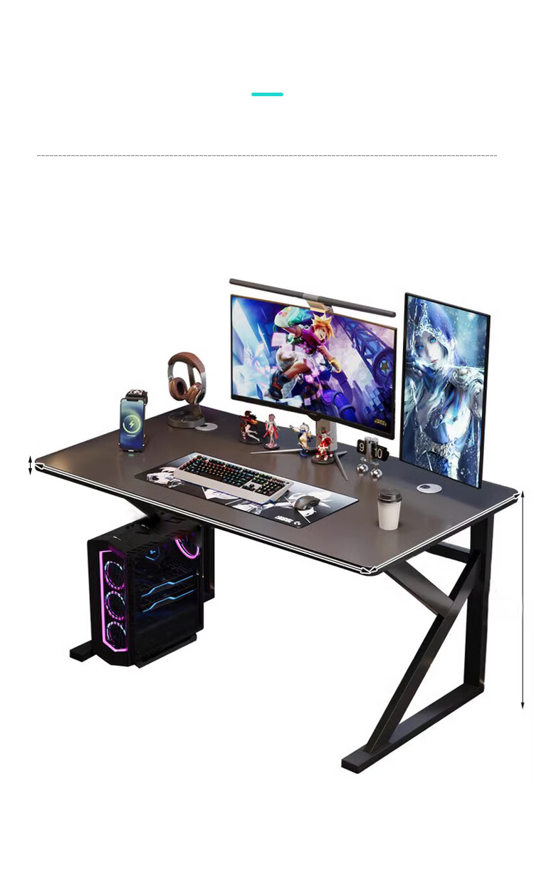Huakaizhixing Computer Desk, Desktop Home Gaming Simple Desk, Office Desk, Study Table, Game Table BGZ723, 1 Meter Black 14