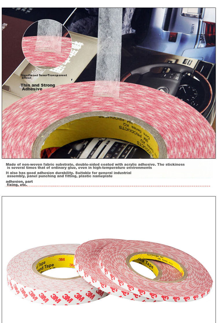 3M Double-Sided Tape for Spring Festival Couplets, Wedding Room Decoration, Non-Woven Fabric, Semi-Transparent Cotton Tape for Couplets, Heat Resistant, 55236 Double-Sided Tape, 20mm Long, 50m Thick, 0.12mm 2