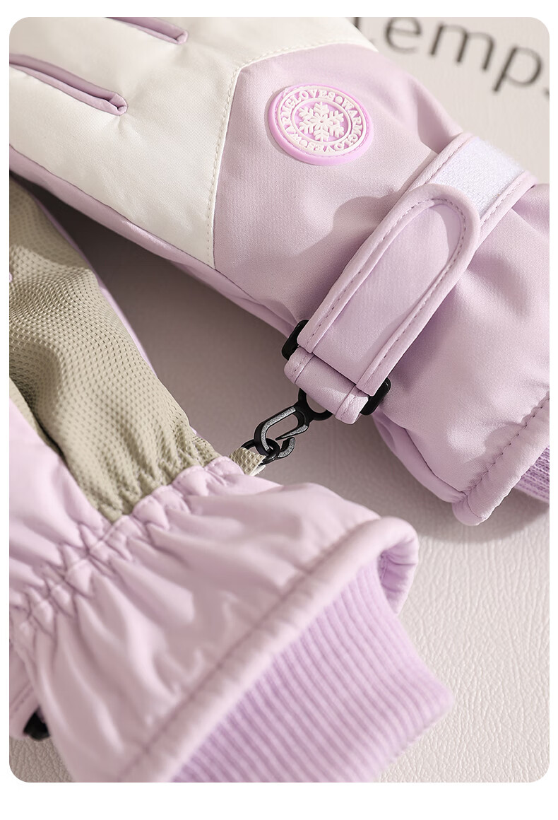 BWNK Winter Ski Gloves for Women, Cold-Resistant Fleece-Lined Warm Gloves for Cycling, Electric Scooter Touchscreen Gloves for Men, Winter Purple And White 6