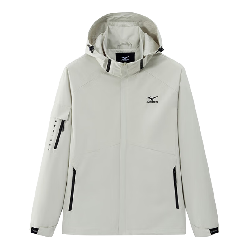 Mizuno Outdoor Casual Jacket for Men, Woven Windproof And Waterproof Hooded Coat