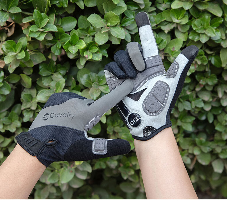 CAVALRY Silicone Full-Finger Gloves for Men And Women, Long-Finger Road And Mountain Bike Shock-Absorbing Gloves Cycling Gear, Black-Gray XL 6