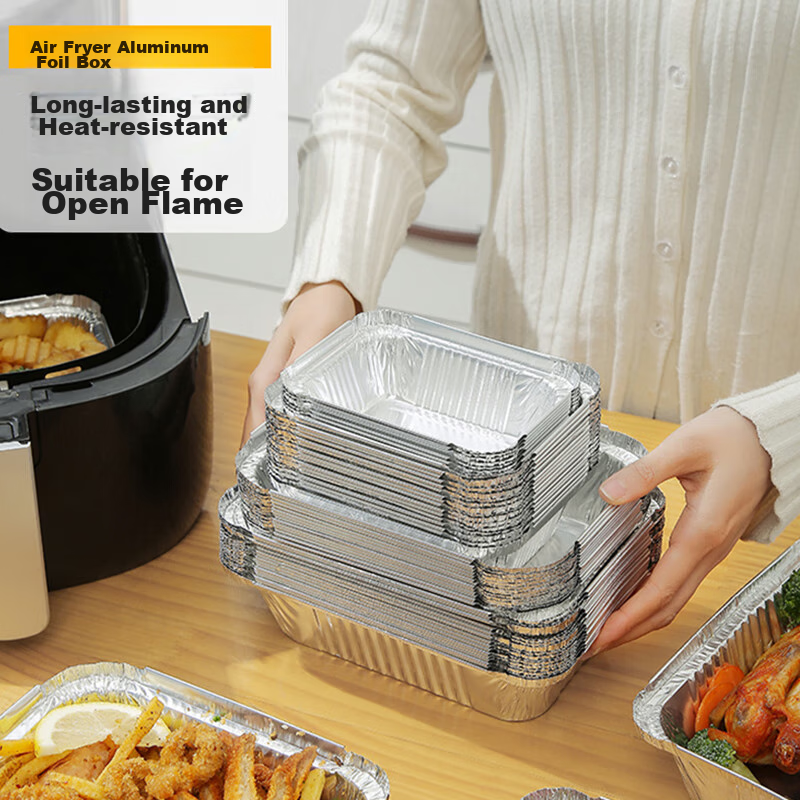 Baijie Air Fryer Aluminum Foil Pans, 14.5*11.5, Disposable Barbecue Takeout Boxes for Oven, 20 Pieces