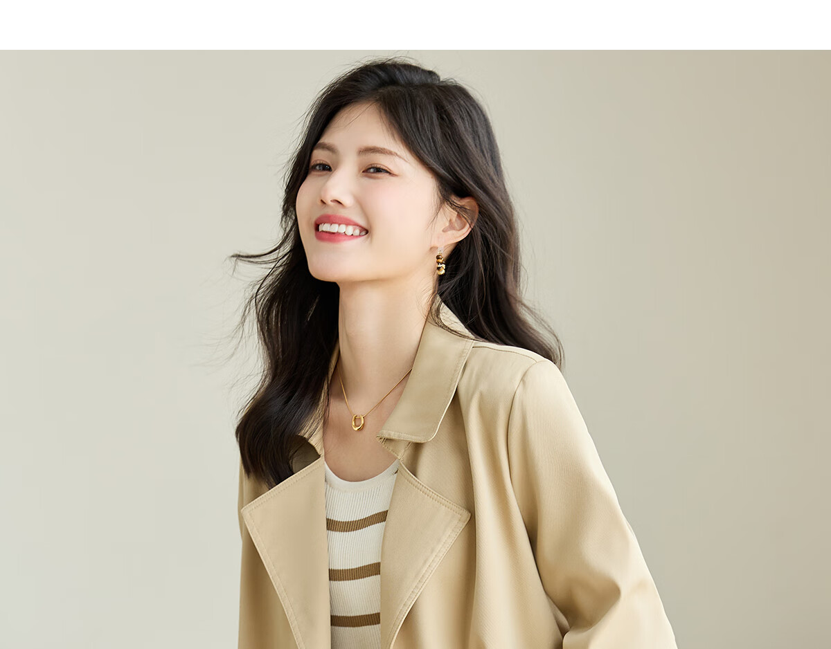 She Enjoy Casual Women's Mid-Length Trench Coat Blazer Collar Fashion Simple Jacket T13KF7478 14