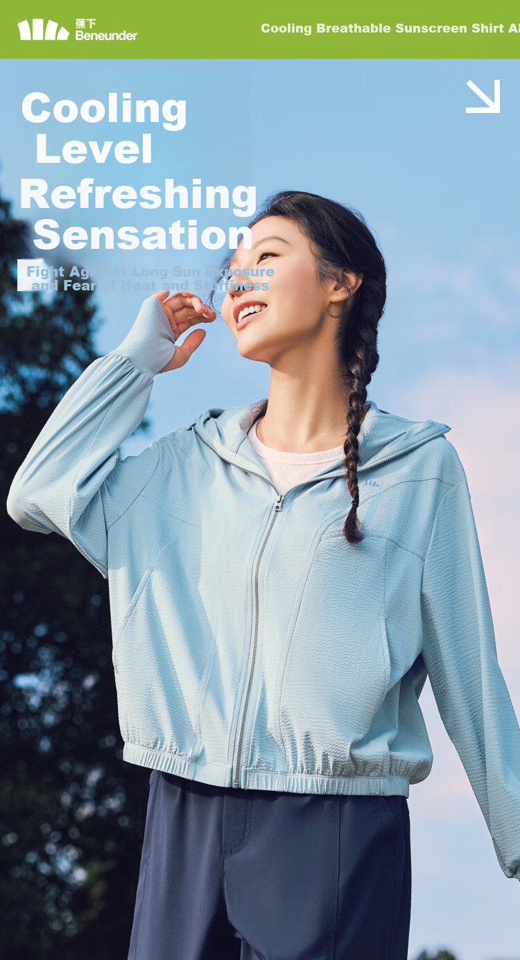 Beneunder Women's Sun Protection Clothing, Summer Cool-Feeling Quick-Dry Sun Protection Garment, Outdoor Sports UV-Resistant Jacket AL825 2