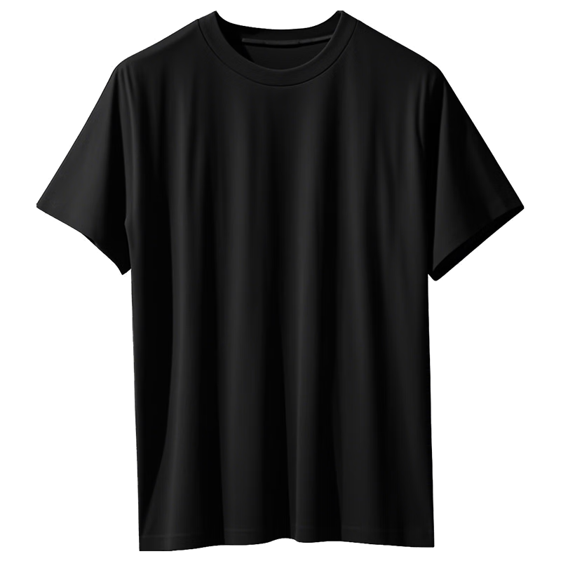 LangSha Men's Short-Sleeve Pure Cotton T-Shirt, Antibacterial Thin Undershirt, All-Cotton Base Layer, Sweat-Absorbing Underwear, Black