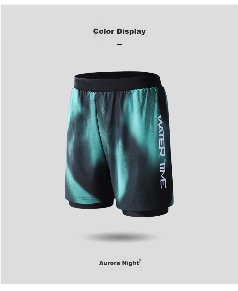 WATERTIME / Shuichuan Men's Swim Trunks, Anti-Embarrassment Beach Shorts, Double-Layered Knee-Length Swim Shorts, Gradient Abstract Pattern, XXL 11
