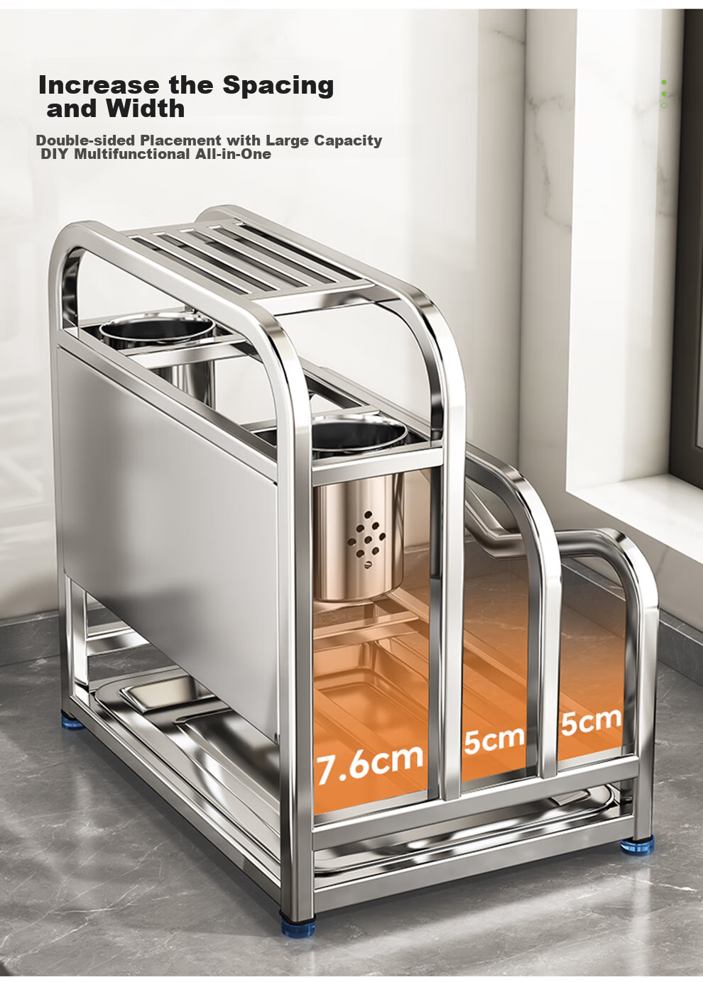 Shuaishi Knife Holder, Kitchen Storage Rack, 304 Stainless Steel Knife Organizer, Chopstick Holder, Kitchen Knife And Cutting Board Rack, Complete Set of Utensils 13