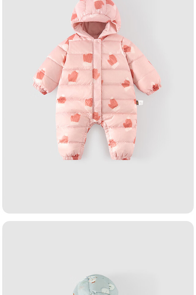 TONGTAI Baby Down Jacket One-Piece Autumn Winter Hooded Romper Kids Outdoor Three-Proof Jumpsuit Blue 90cm 11